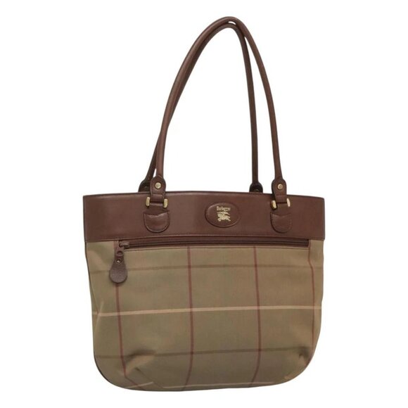 Burberrys Nova Check Shoulder Bag Canvas Beige Gold Auth bs25866 - Picture 1 of 16